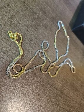 Stamped 14K Solid Gold Italian Tri-Color Sparkle Rope Chain Necklace – 20"
